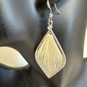 Stylish Drop Earring in Silver Tone and String